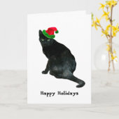 Black Cat Santa Weihnachtskarte Karte (Gelbe Blume)
