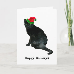 Black Cat Santa Weihnachtskarte Karte