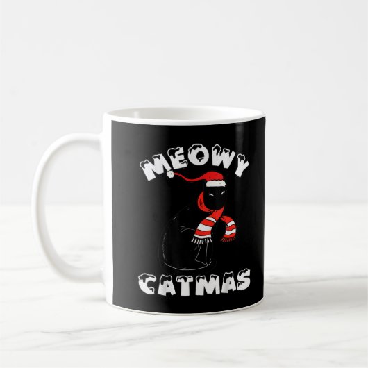 Black Cat Sarcastic Frohe Weihnachten Kaffeetasse (Links)