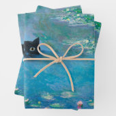 Black Cat Schwimmen in Water Lilies Entdeckungsrei Geschenkpapier Set (Beispiel)