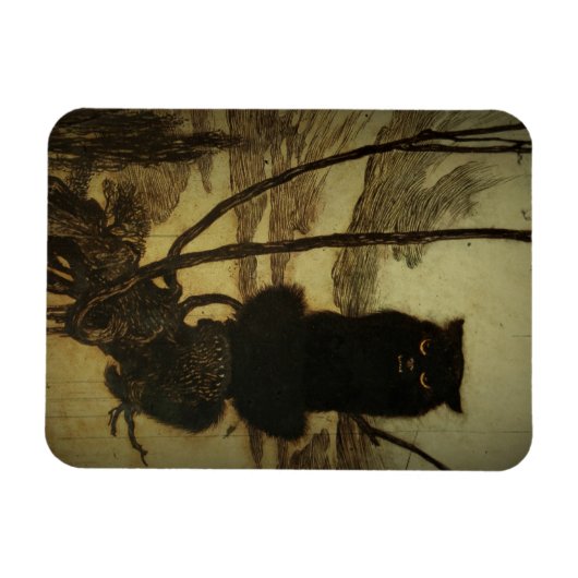 Black Cat Scowling Magnet (Horizontal)