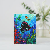 Black Cat Scuba Dive Fisch Seefahrt Postkarte (Stehend Vorderseite)