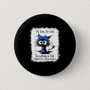 Black Cat Seine feine im feinen Diabetes Awareness Button