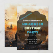 Black Cat Setting Sun Autumn Halloween Einladung (Vorne/Hinten)