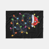 Black Cat Shirt Christmas Lights Funny Santa Cat F Fleecedecke (Vorderseite (Horizontal))