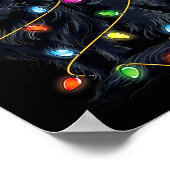 Black Cat Shirt Christmas Lights Funny Santa Cat F Poster (Ecke)