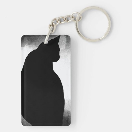 Black Cat Silhouette Acrylic Schlüsselanhänger (Rückseite)