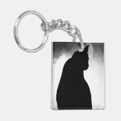 Black Cat Silhouette Acrylic Schlüsselanhänger (Vorderseite links)