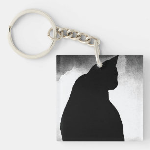 Black Cat Silhouette Acrylic Schlüsselanhänger