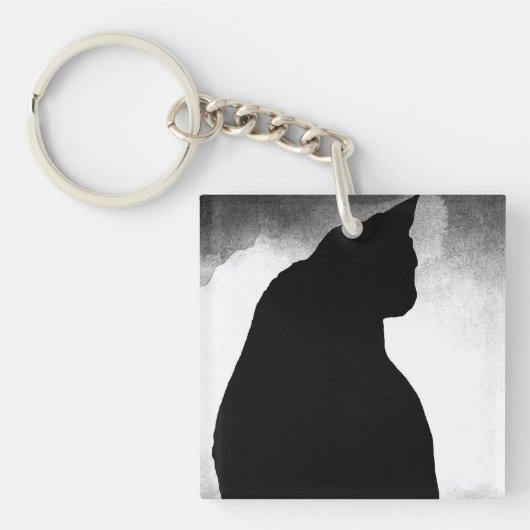 Black Cat Silhouette Acrylic Schlüsselanhänger (Vorderseite)