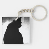 Black Cat Silhouette Acrylic Schlüsselanhänger (Rückseite)