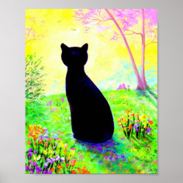 Black Cat Silhouette Blume Creationarts Poster