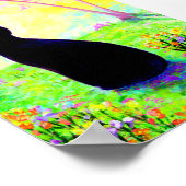 Black Cat Silhouette Blume Creationarts Poster (Ecke)