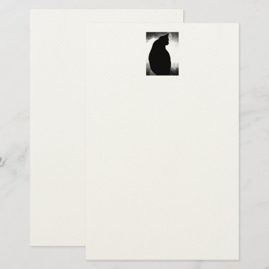 Black Cat Silhouette Briefpapier (Vorne/Hinten)