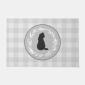 Black Cat Silhouette Buffalo Karo Pattern Grau Fußmatte (Vorderseite)