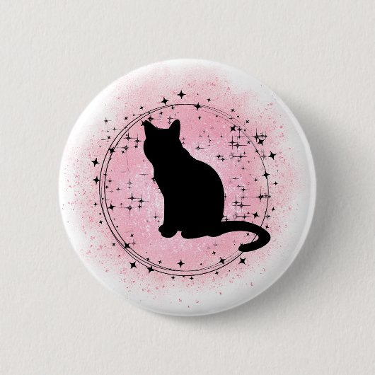Black Cat Silhouette Button (Vorderseite)