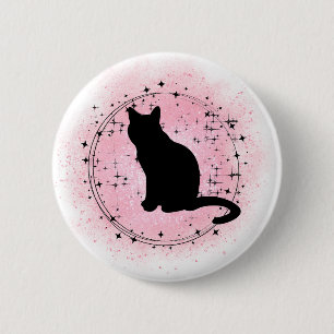 Black Cat Silhouette Button