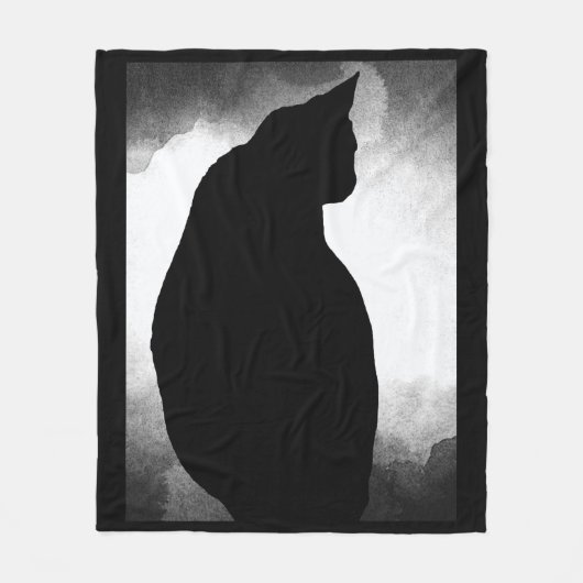 Black Cat Silhouette Fleecedecke (Vorderseite)