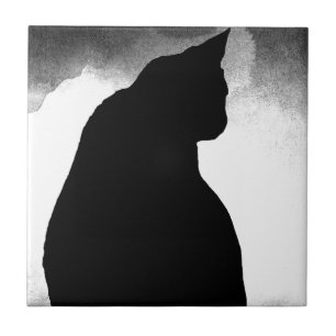 Black Cat Silhouette Fliese
