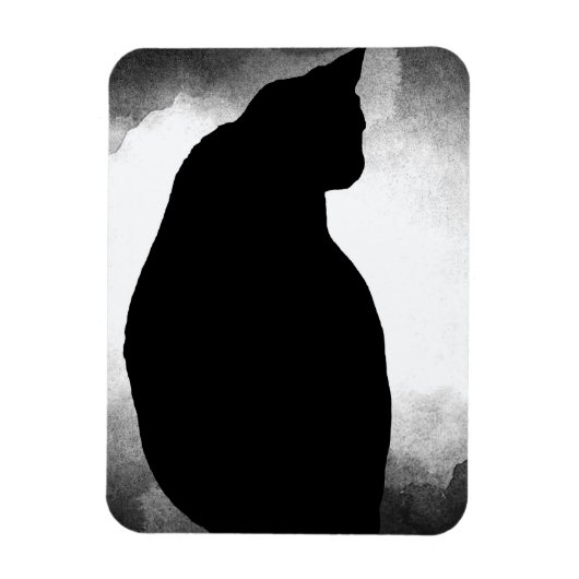 Black Cat Silhouette Foto Magnet (Vertikal)