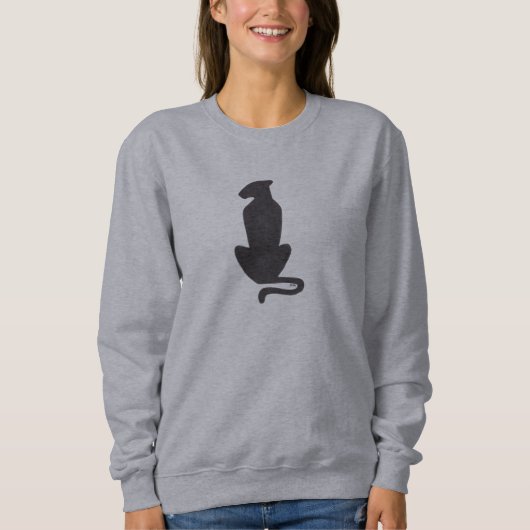 Black Cat Silhouette Frauengrau Sweatshirt (Vorderseite)