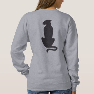 Black Cat Silhouette Frauengrau Sweatshirt zurück