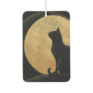 Black Cat Silhouette gegen den Goldenen Mond Autolufterfrischer