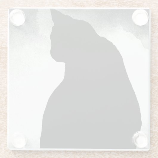 Black Cat Silhouette Glass Untersetzer (Rückseite)