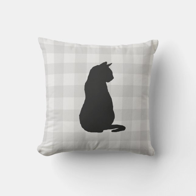 Black Cat Silhouette Halloween Fall Throw Kissen (Vorderseite)