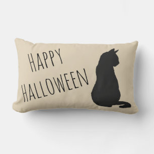 Black Cat Silhouette Halloween Fall Throw Kissen