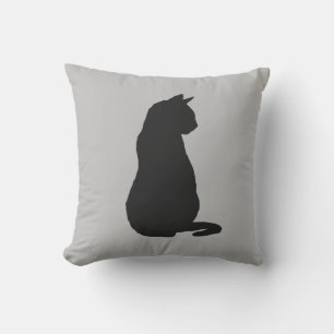 Black Cat Silhouette Halloween Fall Throw Kissen