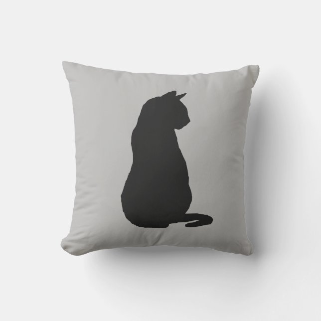Black Cat Silhouette Halloween Fall Throw Kissen (Vorderseite)