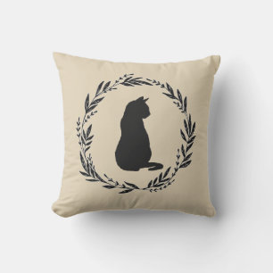 Black Cat Silhouette Halloween Fall Throw Kissen