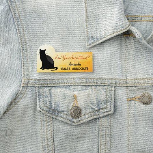 Black Cat Silhouette Halloween Namensschild (Beispiel)