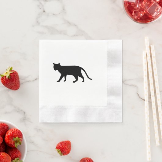 Black Cat Silhouette Kitten Purr Meow Simple Art Serviette (Beispiel)