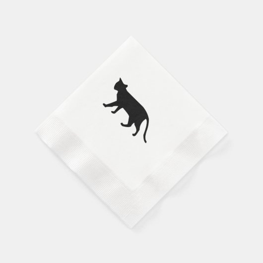Black Cat Silhouette Kitten Purr Meow Simple Art Serviette (Ecke)