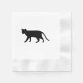 Black Cat Silhouette Kitten Purr Meow Simple Art Serviette (Vorderseite)
