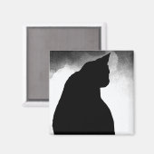 Black Cat Silhouette Magnet (Vorderseite/Rückseite)