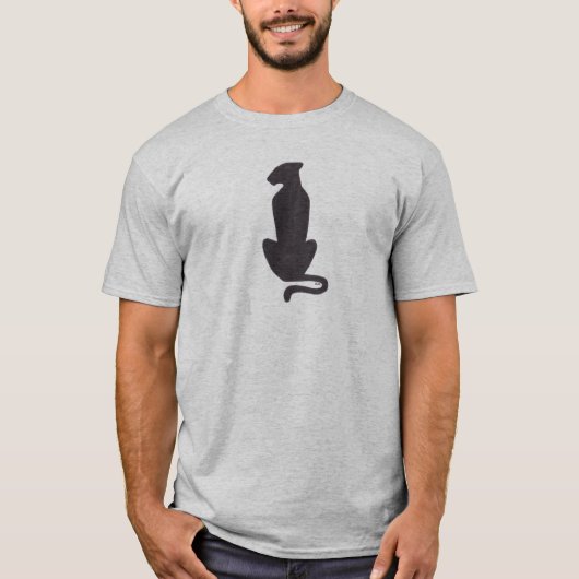 Black Cat Silhouette Männer Grauer T - Shirt (Vorderseite)
