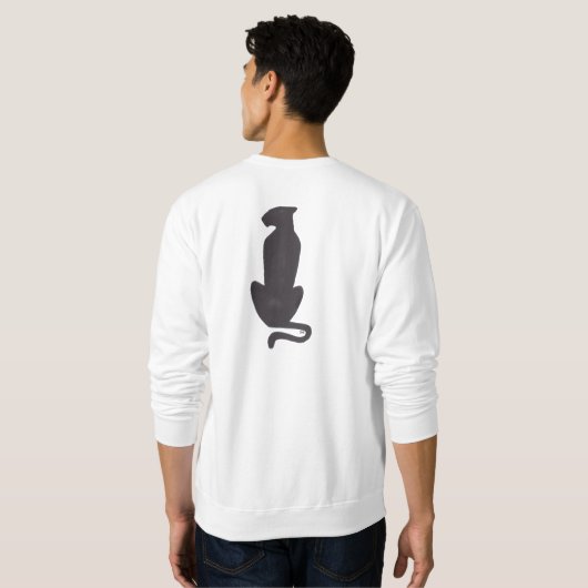 Black Cat Silhouette Männer Weiße Sweatshirt zurüc (Schwarz voll)