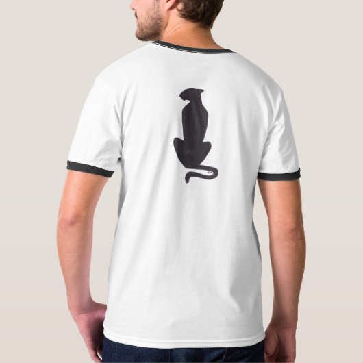 Black Cat Silhouette Männer Weißer Ringer T - Shir T-Shirt (Schwarz voll)