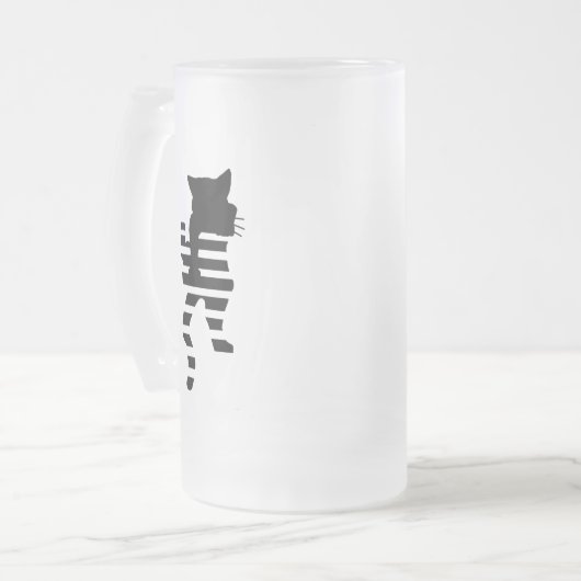 Black Cat Silhouette Mattglas Bierglas (Vorderseite Links)