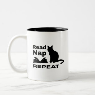 Black Cat Silhouette mit Book Quote Art Tasse