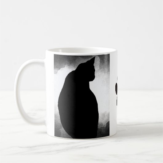 Black Cat Silhouette mit Paw Kaffeetasse (Links)