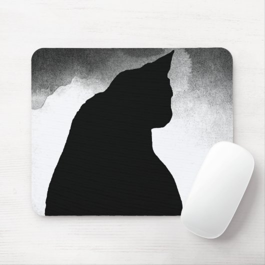 Black Cat Silhouette Mouse Pad Mousepad (Mit Mouse)