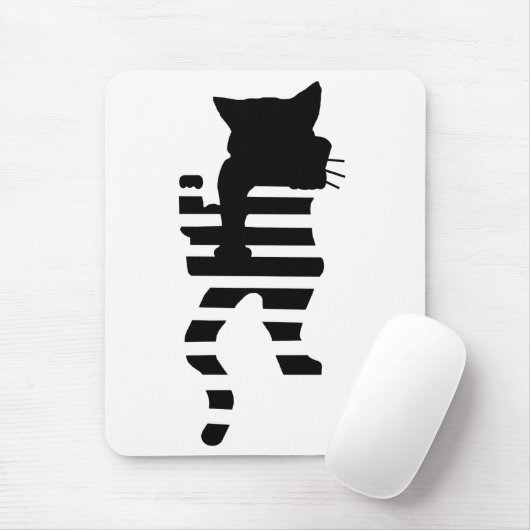 Black Cat Silhouette Mousepad (Mit Mouse)