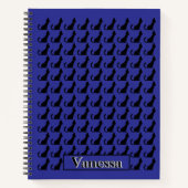 Black Cat Silhouette Notebook - Blue Background Notizblock (Vorderseite)