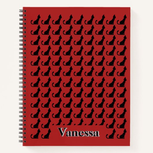 Black Cat Silhouette Notebook Notizblock (Vorderseite)