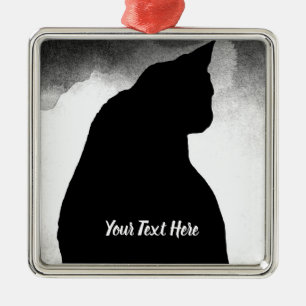 Black Cat Silhouette Ornament Aus Metall