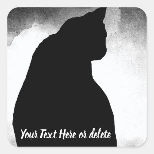 Black Cat Silhouette Quadratischer Aufkleber